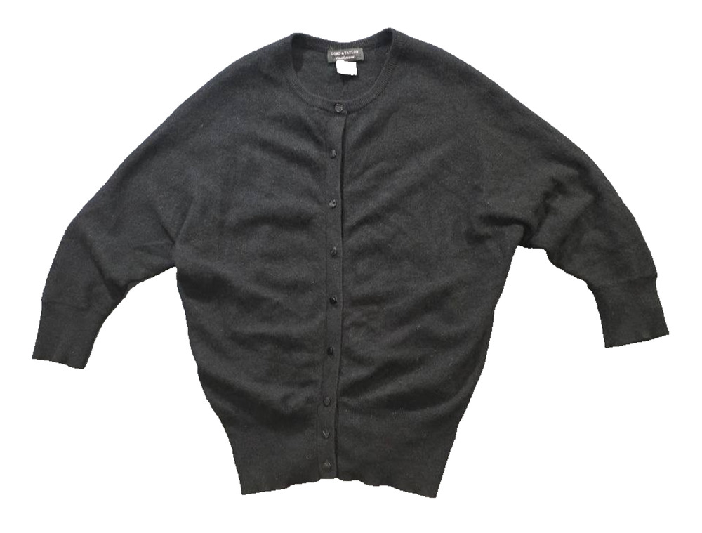 Lord & Taylor 100% Cashmere Cardigan Button Up Soft & Cozy black Size M A010498